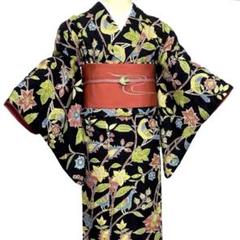 逆輸入 身丈153 上質 ̮⃝ 友禅 小紋 花喰鳥文 着物・浴衣