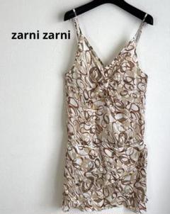 zarni zarniキャミトップスチュニック 抽象的円形模様透け感ベージュ系