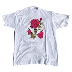 【90s】USA製 Vintarge ローズ プリント Tシャツ ホワイト XL