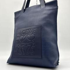 極美品】ロエベ ショッパートート リネン アナグラム レザー