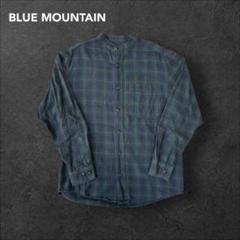 BLUE MOUNTAIN 古着 ノーカラーチェックシャツ M くすみカラーのサムネイル