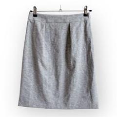 美品◆リフレクト 台形 スウェット風ひざ丈スカート【9】無地 タック 日本製