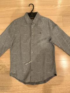 【美品】ルイヴィトン　エピ柄　総柄　シャツ　イタリア製　グレー　LVロゴボタン 美品】ルイヴィトンエピ柄総柄シャツイタリア製グレーLVロゴボタン