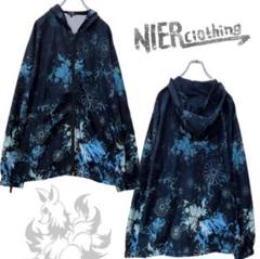 新品未使用 NieR 九尾和柄 2way半袖↔長袖切り替えパーカー Unisex 斜めTWO-TONE PULLOVER PARKA 【和柄九尾】 | NIER CLOTHING