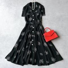ラルフローレン　花柄　ロングワンピース　Aライン　フレア　ベルト付き