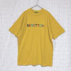 2767 ベネトン　半袖　Tシャツ　カットソー　刺繍ロゴ　カラフル　メンズ　M