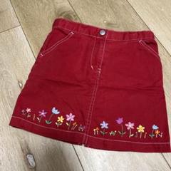 ミキハウス 花柄刺繍 赤 スカート 100