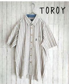 TOROY　メンズ　シャツ　半袖　Lサイズ　ストライプ　トロイ