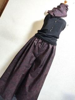 1437　着物リメイク☆大島紬ガウチョパンツ＆ショルダーバック+ストール 1692 着物リメイク 大島紬ガウチョパンツ＆ショルダーバック+