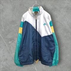 【k6956】希少USA古着ナイキ90s当時物トラックジャケットナイロン刺繍ロゴ