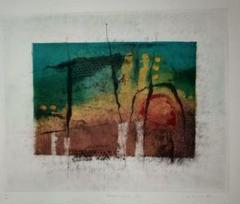 特価 期間限定 絵画 カラー銅版画 額装品 春のパッサージュ 銅版画額付き アンティークつる草紋様WG 25cm