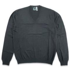 【GUCCI】GGロゴセーター コットン リブニット Vネック 長袖 グレー L GUCCI】GGロゴセーター コットン リブニット Vネック 長袖