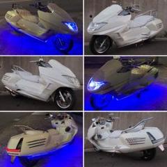 【YAMAHA マグザム】ホワイトカスタム!!人気フルエアロ、メッキホイール!!