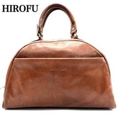 HIROFU ヒロフ ボストンバッグ ハンド　ロゴ型押し ブラウン 茶