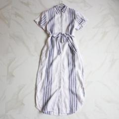 【美品】LAUREN RALPH LAUREN リネンマキシ丈ワンピース ベルト