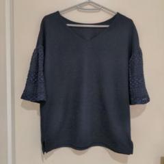 tricot tricot 紺色 レース Vネック Tシャツ