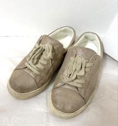 美品★銀座かねまつ★スニーカー★ゴールド★ラメ★ベージュ