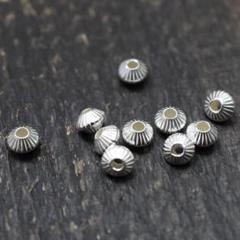 シルバー925製 10個セット 中空 コルゲートビーズ　6.5×4.5mm