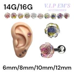 グラデーション　薔薇　軟骨ピアス　ストレートバーベル　ボディピアス