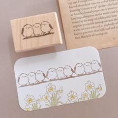 消しゴムはんこ　並ぶシマエナガはんこ　持ち手付きのサムネイル