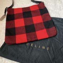 希少 CELINE セリーヌ ウールチェック柄 斜め掛け ショルダー