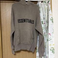 ESSENTIALS フード付きブラウンニットパーカー