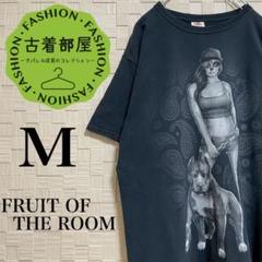 フルーツオブザルーム グラフィックTシャツ ガール ピットブル ペイズリー 黒