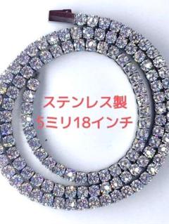 ステンレス　高級バックル　メンズテニスネックレス　5ミリ18 czダイヤ LEX