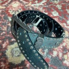 Nanni vintage Italy スタッズ ベルト シルバー 本革 レザー