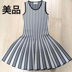 美品　Viaggio Blu ノースリーブ ジャージー ニット ワンピース　総柄
