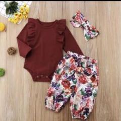 ♡3点セット♡綿ロンパース＋テロテロ素材ズボン＋ヘッドバンドつき