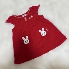 【Miki House】 【新品】赤いウサギ刺繍ワンピースとスニーカーセット 13-9306-453.jpg
