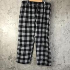 YA4713古着　パジャマパンツ　チェック　黒　グレー　90s Y2K