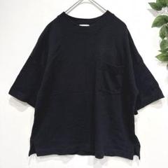 GU ヘビーウェイトTシャツ　黒　M カットソー　スリット　綿100% 伸縮