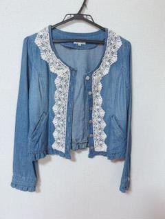 ❤️週末SALE❤️レストローズ❤️ ジッパー半袖デニムジャケット