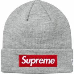 【新品】supreme ボックスロゴ ニット帽 グレー ビーニー cap