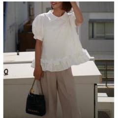 yori ヨリ サークルフリルスリーブブラウス ホワイト 人気 yori サークルフリルスリーブブラウスホワイト