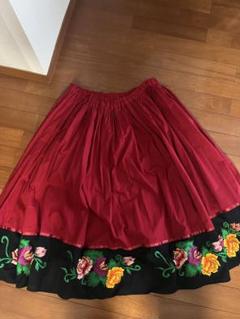 期間限定】Chacott 赤い花柄刺繍スカート フォークダンス衣装