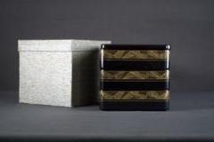 【茶道具】輪島塗　三段重　台付（共箱）美品　送料込 輪島塗漆器の工房直販 輪島塗太郎 / 輪島市 塗太郎 / 輪島塗