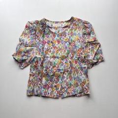 Vintage 昭和レトロ　ブラウス　カラフル　総柄　80s 90s