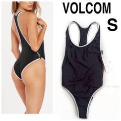 【未使用】VOLCOM 水着 ワンピース COCO ロゴ 無地 ブラック S