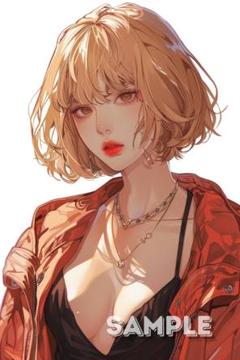 404 人物ステッカー オリジナルキャラクター マット紙 女性 4枚