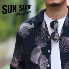 【東洋】デューク 貝柄 長袖 アロハシャツ M ブラック 黒 サンサーフ 東洋】デューク 貝柄 長袖 アロハシャツ M ブラック 黒