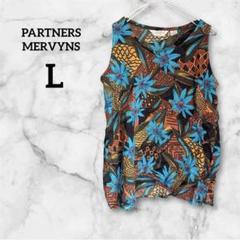 PARTNERS MERVYNS 【L】フラワープリント ノースリーブシャツ