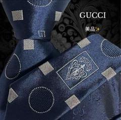 GUCCI ネクタイ ネイビー Gロゴ シマ シグネチャー パターン柄 総柄