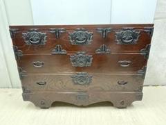 骨董 船箪笥 (金庫) 時代和箪笥 鉄地金具　　チェスト 金具装　昭和レトロ 船箪笥 (金庫) 時代和箪笥 鉄地金具 骨董品 チェスト 金具装