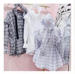 美品 lillilly Baby check hoodie パーカー ブルー