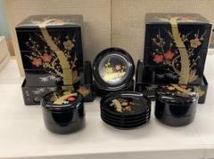 会津塗り　漆器重箱セット 金箔装飾 皿付き お正月お重箱皿小鉢セット佐藤長悦作 会津塗り 漆器重箱セット 金箔装飾 皿付き お正月お重箱皿小鉢