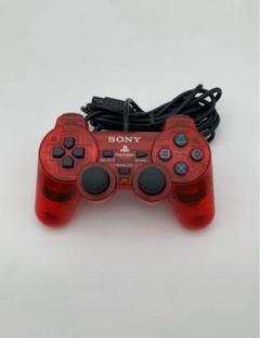 美品 PS2 プレステ2 DUALSHOCK2 コントローラー クリア レッド