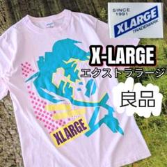 良品90s年代ヴィンテージXLARGEエクストララージ薄いピンクプリントTシャツ